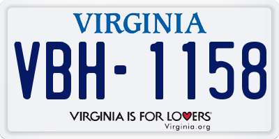 VA license plate VBH1158
