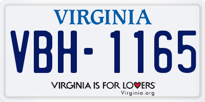 VA license plate VBH1165