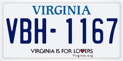 VA license plate VBH1167