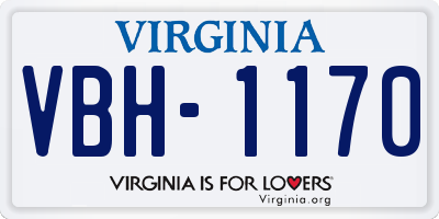 VA license plate VBH1170