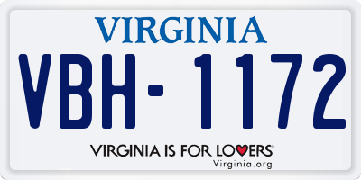 VA license plate VBH1172