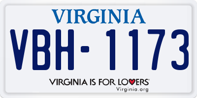 VA license plate VBH1173