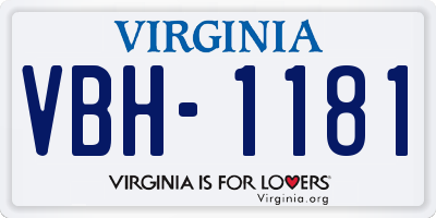VA license plate VBH1181