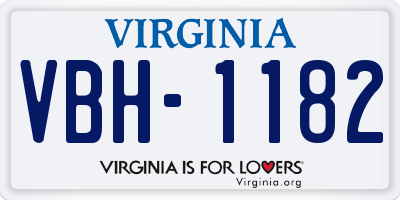 VA license plate VBH1182