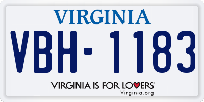 VA license plate VBH1183