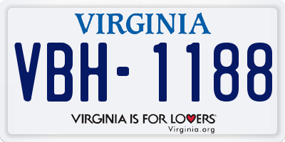VA license plate VBH1188