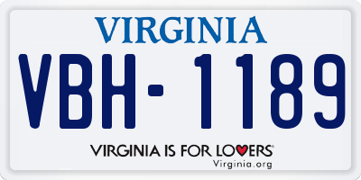 VA license plate VBH1189