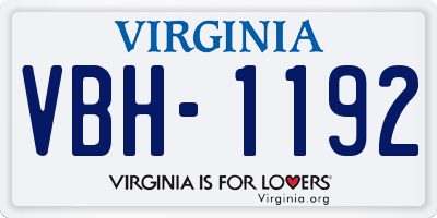 VA license plate VBH1192