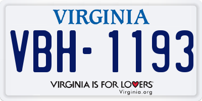 VA license plate VBH1193