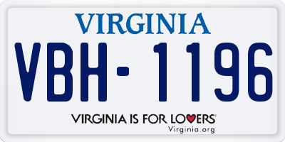 VA license plate VBH1196