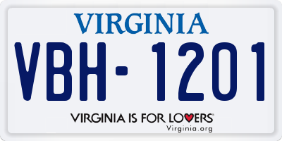 VA license plate VBH1201