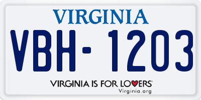 VA license plate VBH1203