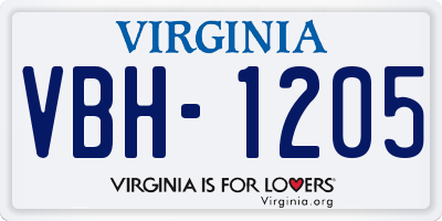 VA license plate VBH1205