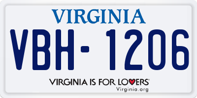 VA license plate VBH1206