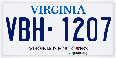 VA license plate VBH1207