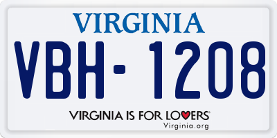 VA license plate VBH1208