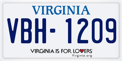 VA license plate VBH1209