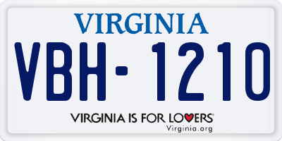 VA license plate VBH1210