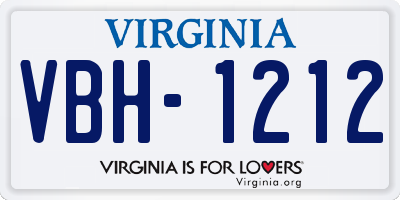 VA license plate VBH1212