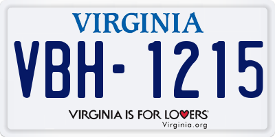 VA license plate VBH1215