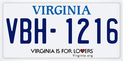 VA license plate VBH1216