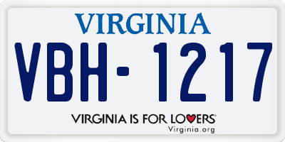 VA license plate VBH1217