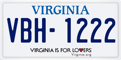 VA license plate VBH1222