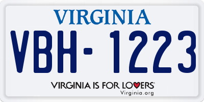 VA license plate VBH1223