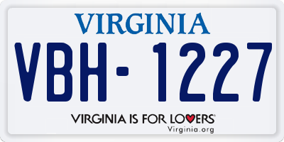 VA license plate VBH1227