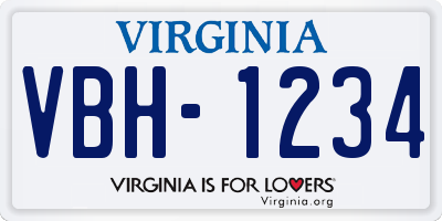 VA license plate VBH1234
