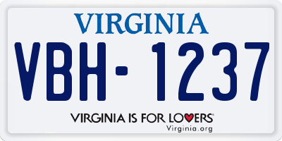 VA license plate VBH1237