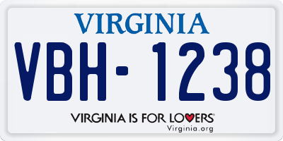 VA license plate VBH1238