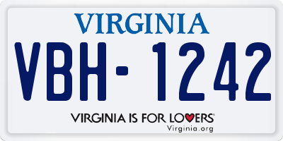 VA license plate VBH1242