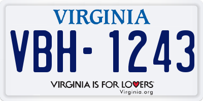 VA license plate VBH1243