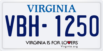 VA license plate VBH1250