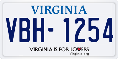 VA license plate VBH1254