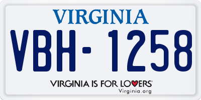 VA license plate VBH1258