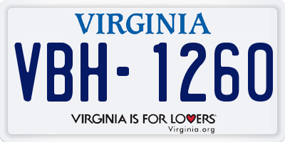 VA license plate VBH1260