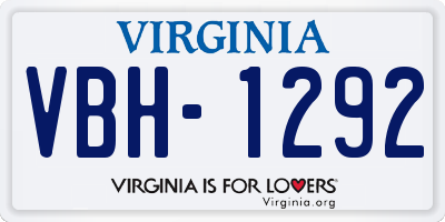 VA license plate VBH1292