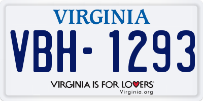 VA license plate VBH1293