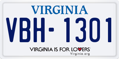VA license plate VBH1301