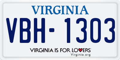 VA license plate VBH1303