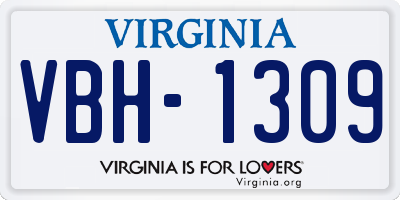 VA license plate VBH1309
