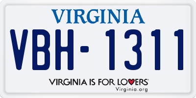 VA license plate VBH1311