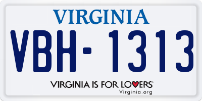 VA license plate VBH1313