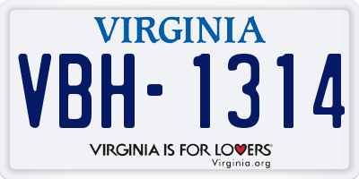 VA license plate VBH1314