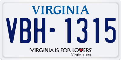 VA license plate VBH1315