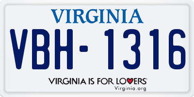 VA license plate VBH1316