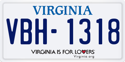 VA license plate VBH1318