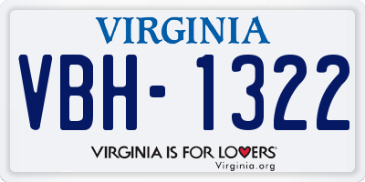 VA license plate VBH1322